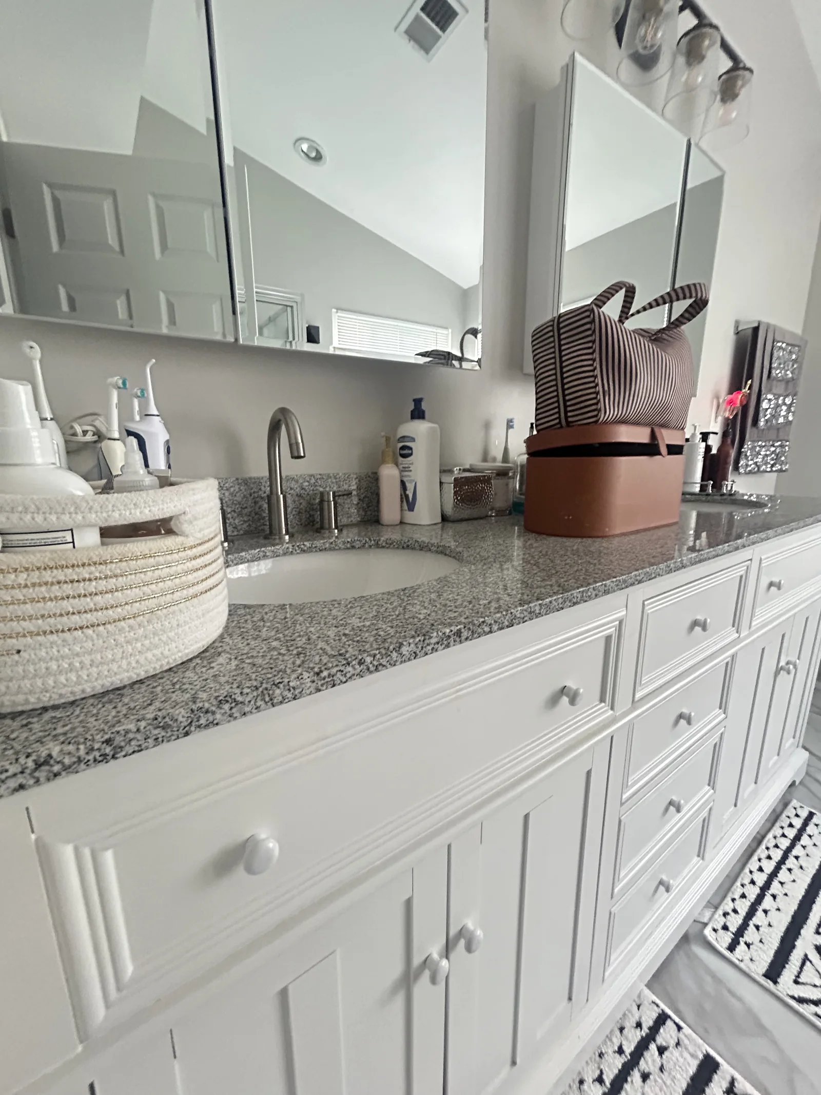 Client-provided photo of a cleaned bathroom vanity